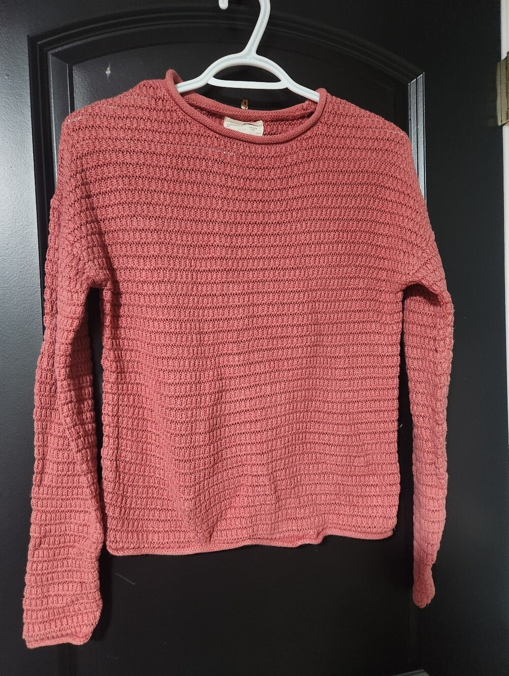 Women's Rose Waffle-Knit Sweater - Lightweight Crewneck